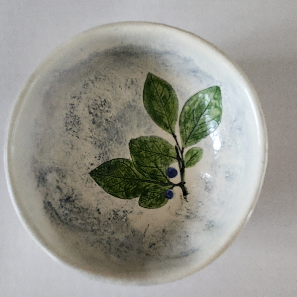 Vintage Salt Marsh Pottery Blueberry Bowl Decor Trinket Dish Signed 4.25"